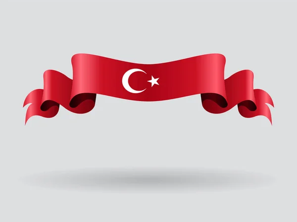 Dalgalı Türk bayrağı. Vektör çizim. — Stok Vektör
