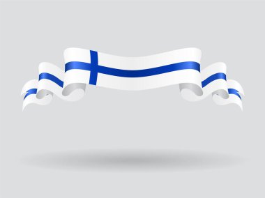 Finlandiya dalgalı bayrağını. Vektör çizim.