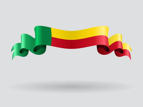 Bandera ondulada de Benín. Ilustración vectorial . — Vector de stock