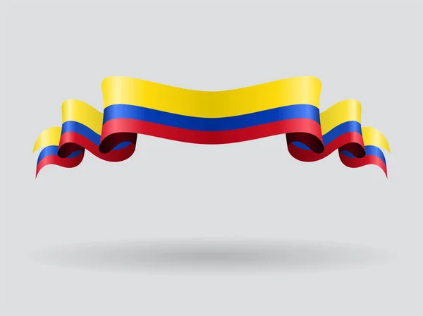 Bandera ondulada colombiana. Ilustración vectorial . — Vector de stock