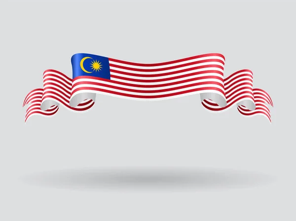 Bandera ondulada de Malasia. Ilustración vectorial . — Vector de stock