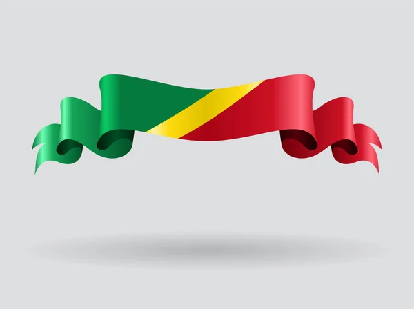 Bandera ondulada congoleña. Ilustración vectorial . — Vector de stock