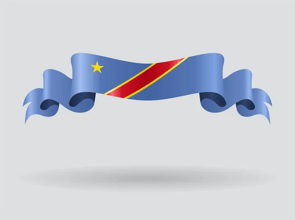 Bandiera ondulata del Congo. Illustrazione vettoriale . — Vettoriale Stock