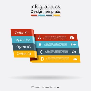 Infographic tasarım şablonu öğeler ve simgeler. Vektör.