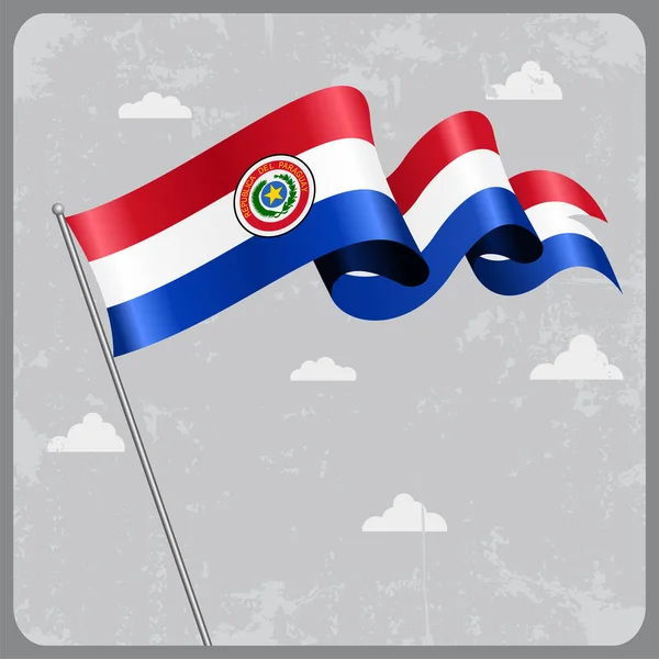 Bandera ondulada paraguaya. Ilustración vectorial . — Vector de stock