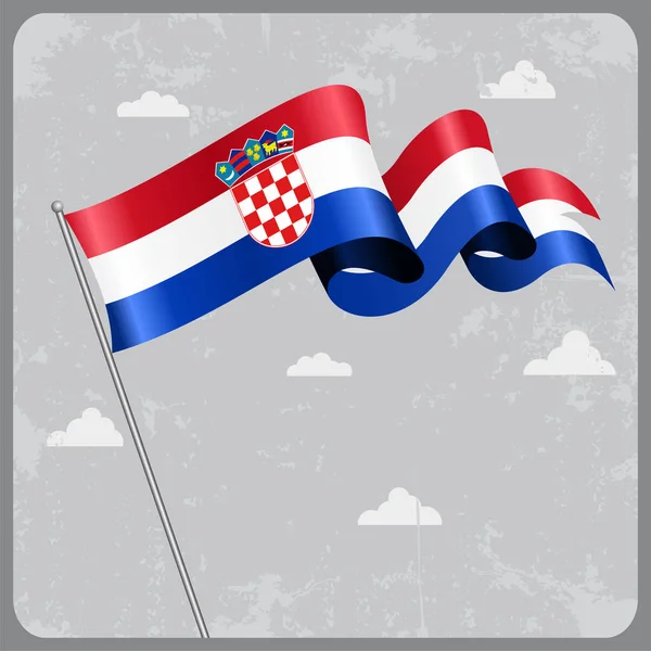 Croatian wavy flag. Vector illustration. — Stock Vector