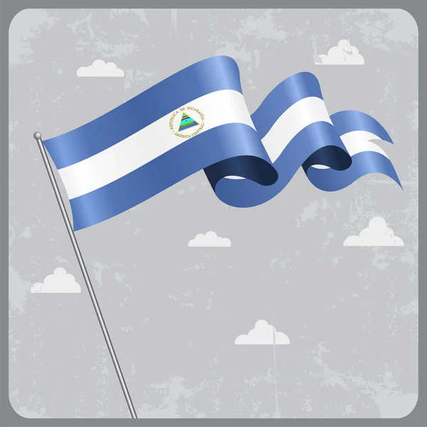 Bandera ondulada nicaragüense. Ilustración vectorial . — Vector de stock