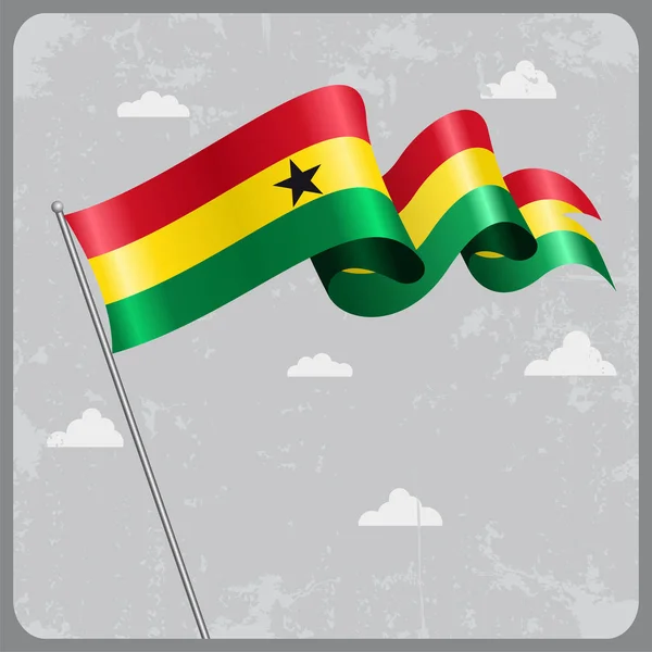 Bandeira ondulada do Gana. Ilustração vetorial . — Vetor de Stock