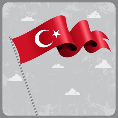 Dalgalı Türk bayrağı. Vektör çizim.