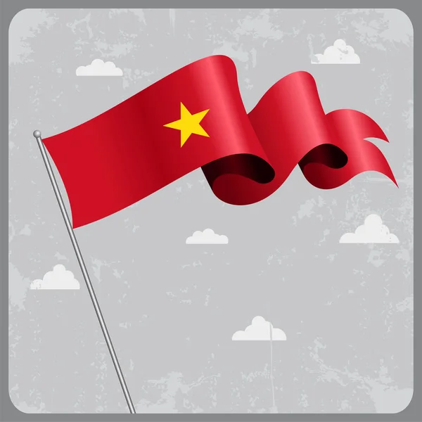 Vietnami hullámos zászló. Vektoros illusztráció. — Stock Vector
