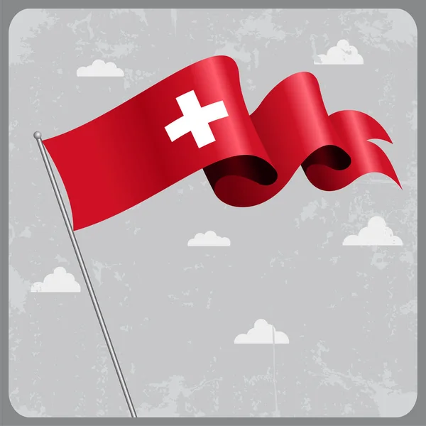 Schweiziska vågiga flagga. Vektor illustration. — Stock vektor