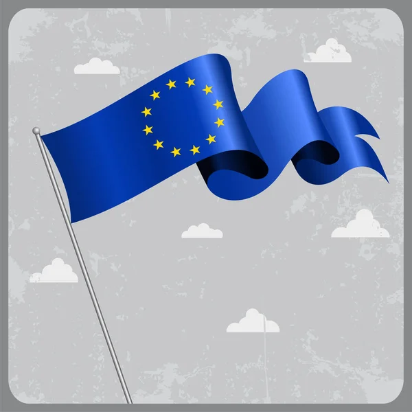 European Union wavy flag. Vector illustration. — Stock Vector