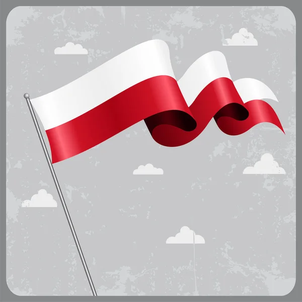 Πολωνική σημαία κυματιστή. Εικονογράφηση διάνυσμα. — Διανυσματικό Αρχείο