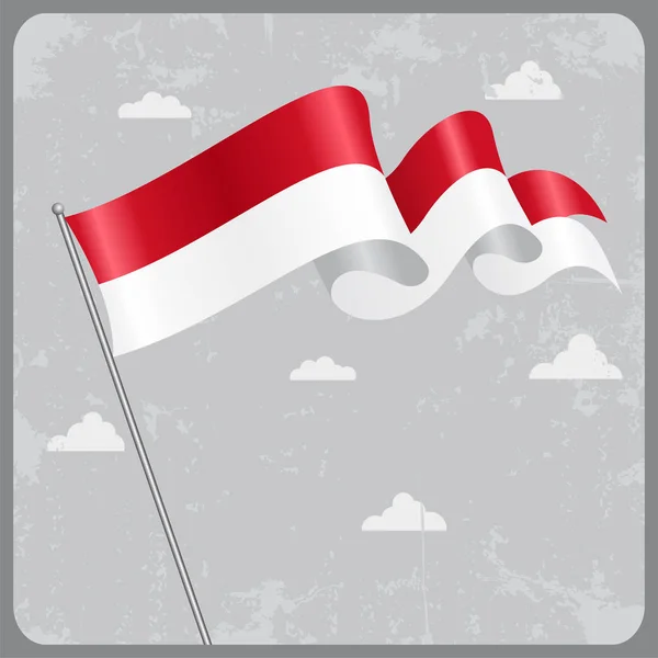 Bandiera sventolata indonesiana. Illustrazione vettoriale . — Vettoriale Stock