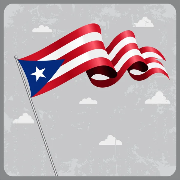 Porto Rikolu dalgalı bayrak. Vektör çizim. — Stok Vektör