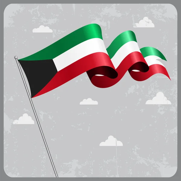 Kuwait wavy flag. Vector illustration. — Stock Vector