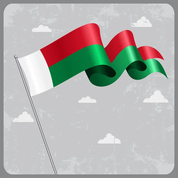 Madagaszkár hullámos zászló. Vektoros illusztráció. — Stock Vector
