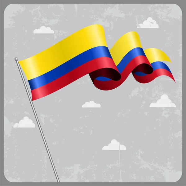 Colombian wavy flag. Vector illustration. — Stock Vector