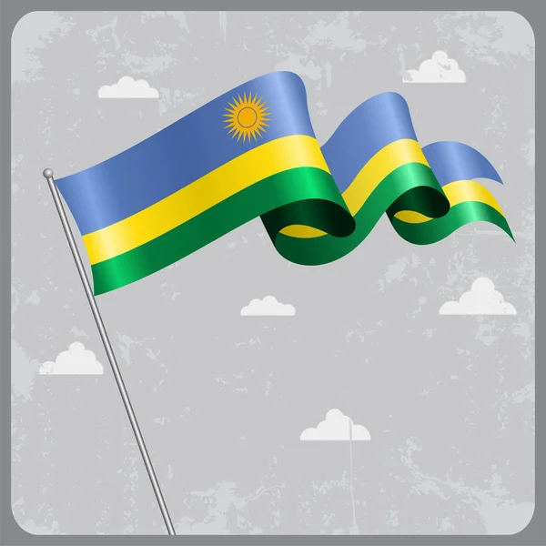 Rwandan wavy flag. Vector illustration. — Stock Vector