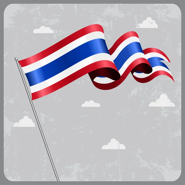 Bandiera sventolata tailandese. Illustrazione vettoriale . — Vettoriale Stock