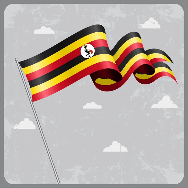 Ugandan wavy flag. Vector illustration. — Stock Vector