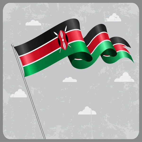 Bandiera sventolata keniota. Illustrazione vettoriale . — Vettoriale Stock