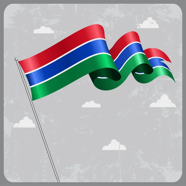Bandera ondulada de Gambia. Ilustración vectorial . — Archivo Imágenes Vectoriales