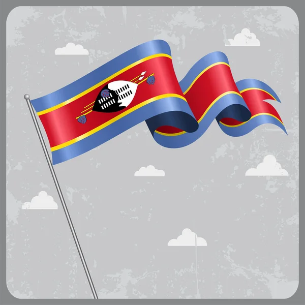 Swaziland wavy flag. Vector illustration. — Stock Vector