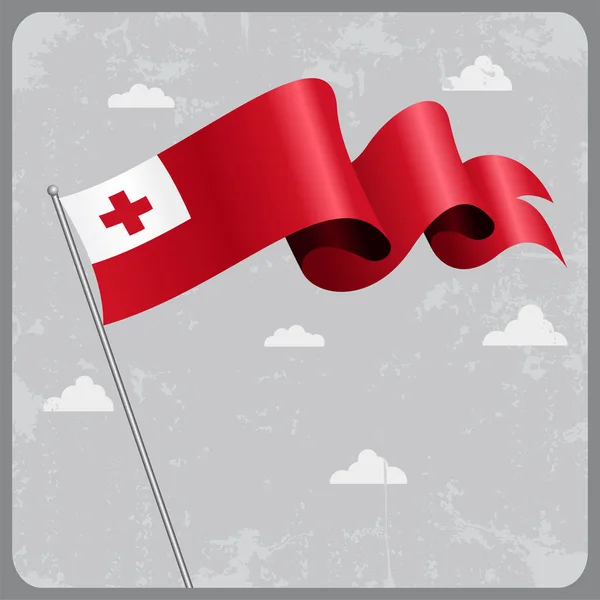 Tonga wavy flag. Vector illustration. — Stock Vector