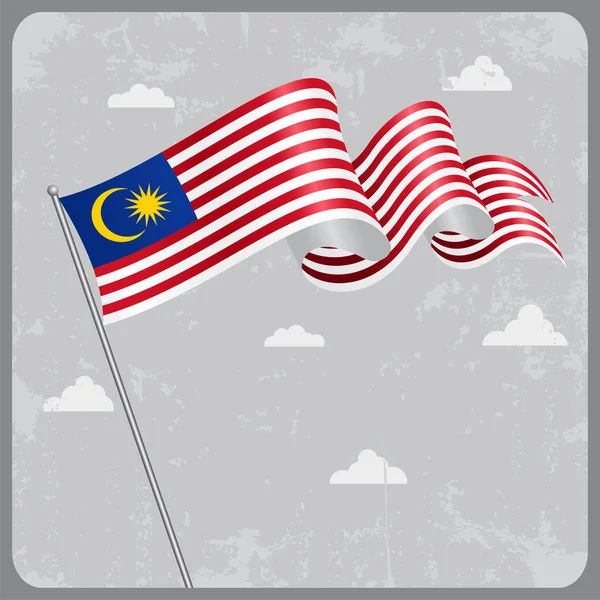 Malaysiska wavy flag. Vektorillustration. — Stock vektor