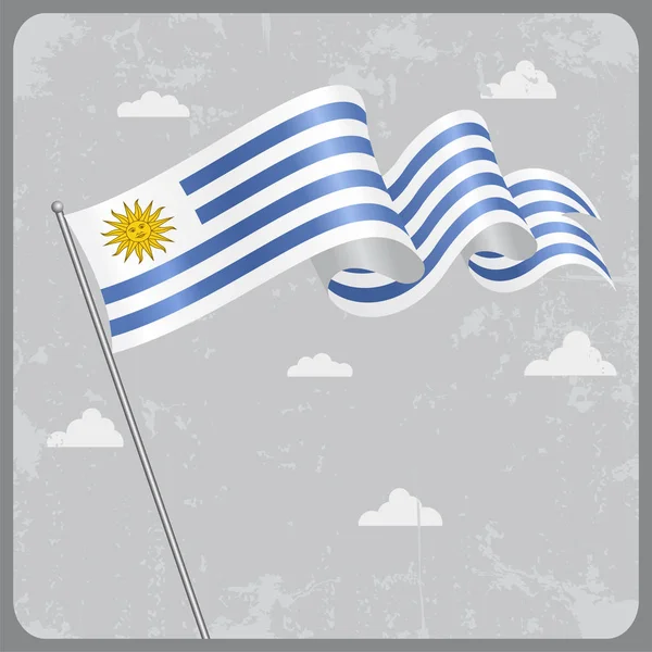 Bandera ondulada uruguaya. Ilustración vectorial . — Vector de stock