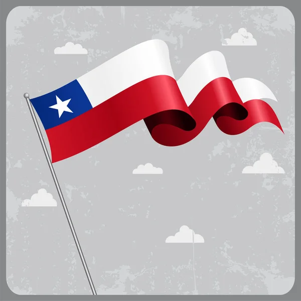 Bandiera sventolata cilena. Illustrazione vettoriale . — Vettoriale Stock