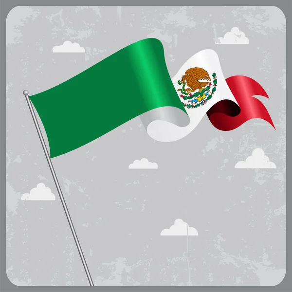 Bandera ondulada mexicana. Ilustración vectorial . — Vector de stock