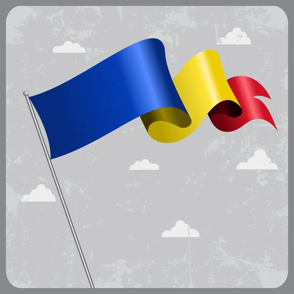 Rumunská vlajka vlnité. Vektorové ilustrace. — Stockový vektor