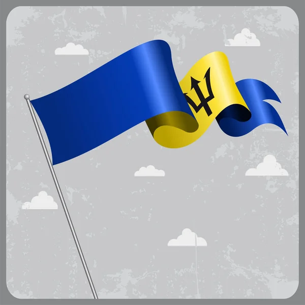 Barbados wavy flag. Vector illustration. — Stock Vector