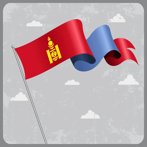 Μογγολικό κυματιστή σημαία. Εικονογράφηση διάνυσμα. — Διανυσματικό Αρχείο