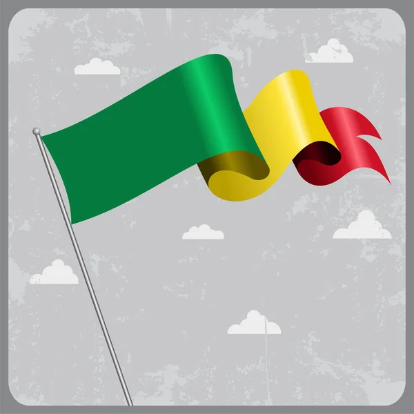Bandera ondulada de Malí. Ilustración vectorial . — Archivo Imágenes Vectoriales