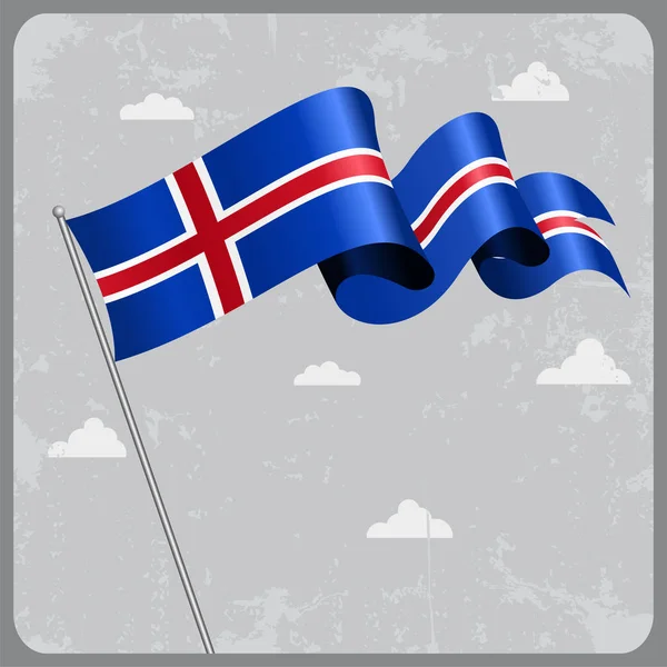 Icelandic wavy flag. Vector illustration. — Stock Vector