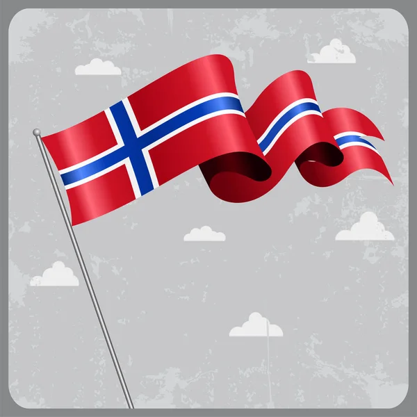 Bandera ondulada noruega. Ilustración vectorial . — Archivo Imágenes Vectoriales