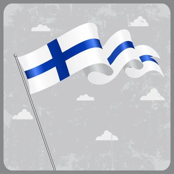 Bandeira ondulada finlandesa. Ilustração vetorial . — Vetor de Stock
