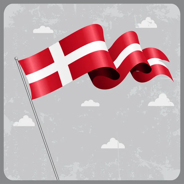 Danish wavy flag. Vector illustration. — Stock Vector
