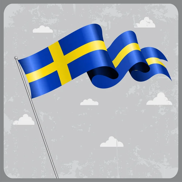 Bandeira ondulada sueca. Ilustração vetorial . — Vetor de Stock