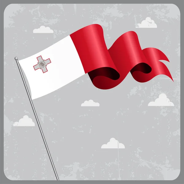 Κυματιστή σημαία της Μάλτας. Εικονογράφηση διάνυσμα. — Διανυσματικό Αρχείο