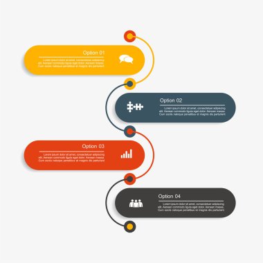 Öğeler ve simgeler ile tasarım şablonu. Vektör çizim.