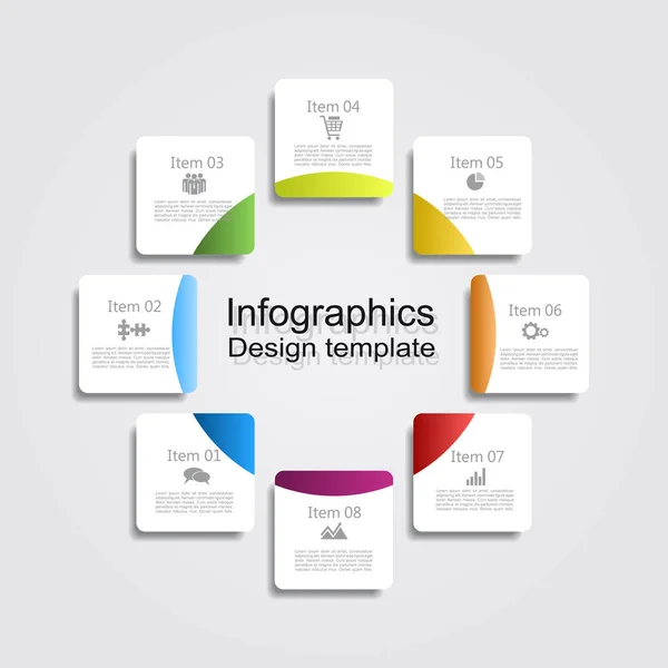 Infografische Berichtsvorlage mit Platz für Daten. Vektorillustration. — Stockvektor