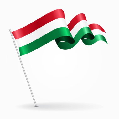 Macar PIN dalgalı bayrak. Vektör çizim.