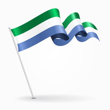 Sierra Leone PIN dalgalı bayrak. Vektör çizim.