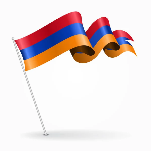 Armenischen Nadel wellige Flagge. Vektorillustration. — Stockvektor