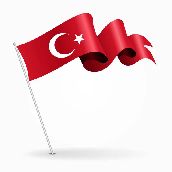 Turecki pin falisty flaga. Ilustracja wektorowa. — Wektor stockowy