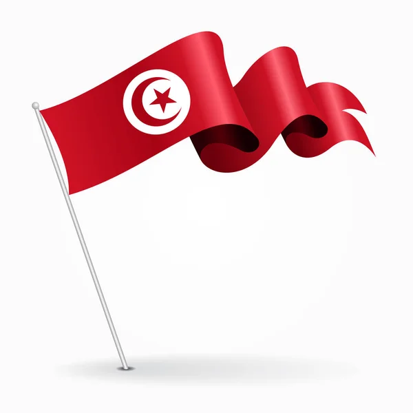 Tunisian pin wavy flag. Vector illustration. — Stock Vector